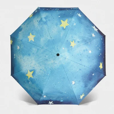 Зонт мужской 3 складной зонт от дождя для женщин и мальчиков звездное небо солнцезащитный зонт Анти-УФ студенческий водонепроницаемый зонтик женский parapluie - Цвет: outside painting