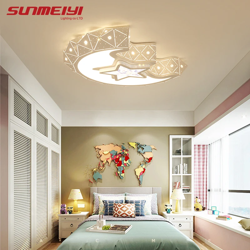 

Moon Creative LED Ceiling Lights For Bedroom Kids room dimmable lustre led Lighting Ceiling Modern Indoor Crystal Lamp