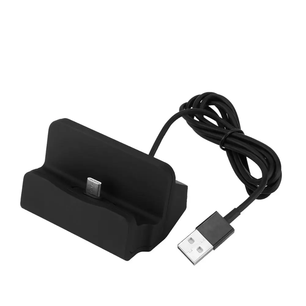 Powstro телефон Зарядное устройство Тип-C USB док USB синхронизация данных Зарядное устройство док Зарядная Станция Desktop Зарядное устройство для samsung - Тип штекера: Black