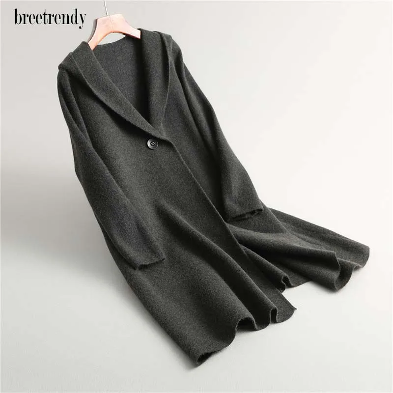 Noir De Nouvelles Dames Luxe army En Rouge Chaud J1013 Lâche Bref À Cachemire Long Femmes corail Tricoté Gris Vert Manteau Capuche ardoisé Tranchée Noir Pull Trenchs Green Hiver byvf76gIYm