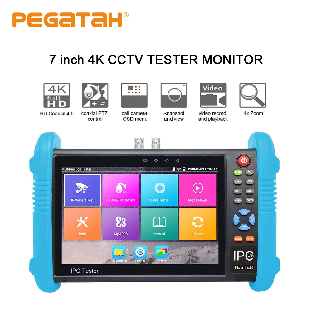 

New 7 inch H.265 4K IP camera tester 8MP TVI CVI 5MP AHD CCTV camera Monitor with RJ45 cable UTC test HDMI POE security