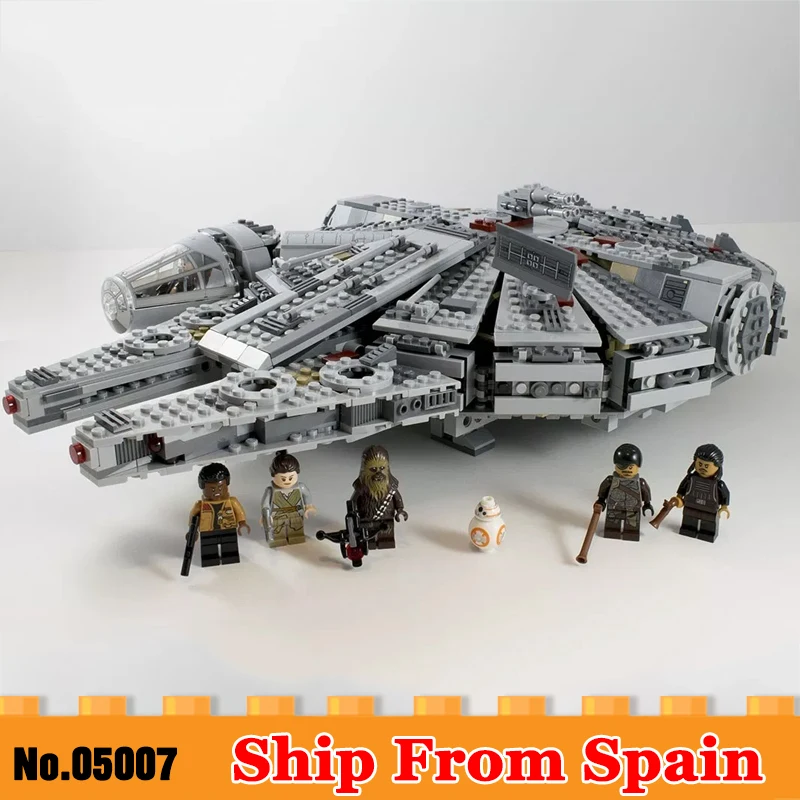

1381Pcs Force Awakens Star Wars 05007 Compatible Millennium 79211 Falcon Model Building Blocks Toys For Children kids gift