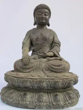 

14"Tibet Buddhism Temple Pure Bronze Sakyamuni Amitabha Buddha Marked Statue