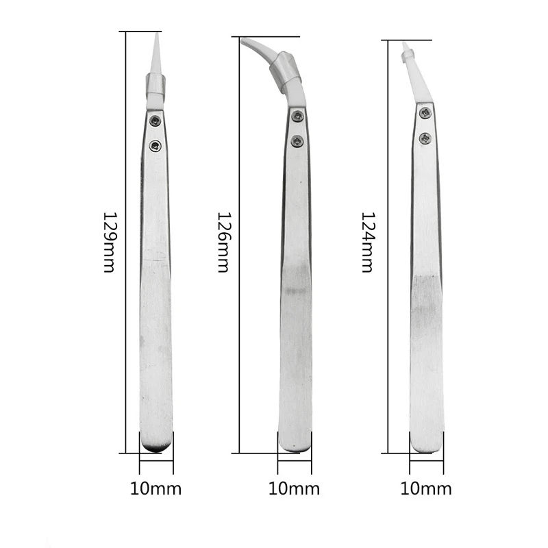 3 шт. керамический Пинцет из нержавеющей стали термостойкий антимагнитный электронный сигаретный керамический прямой Изогнутый наконечник пинцет
