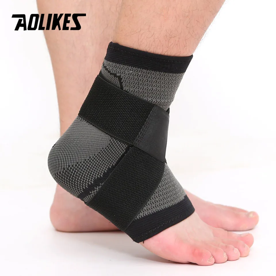 AOLIKES, 1 шт., 3D плетение, эластичный нейлоновый ремешок, поддержка лодыжки, бандаж, бадминтон, баскетбол, футбол, таэквондо, защита для фитнеса - Цвет: Black