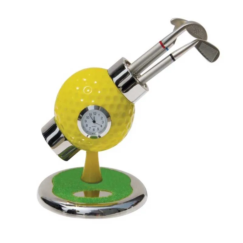 ACMECN Golf Pen Holder for 3pcs Pen Multi-color Cool Design Golf Ball Pen with Clock for Desk Ornaments Gifts Hobbyist Gifts foldaway file holder colorful newspaper box desk top organizer magazine bookend corrugated file holder office stationery 3pcs