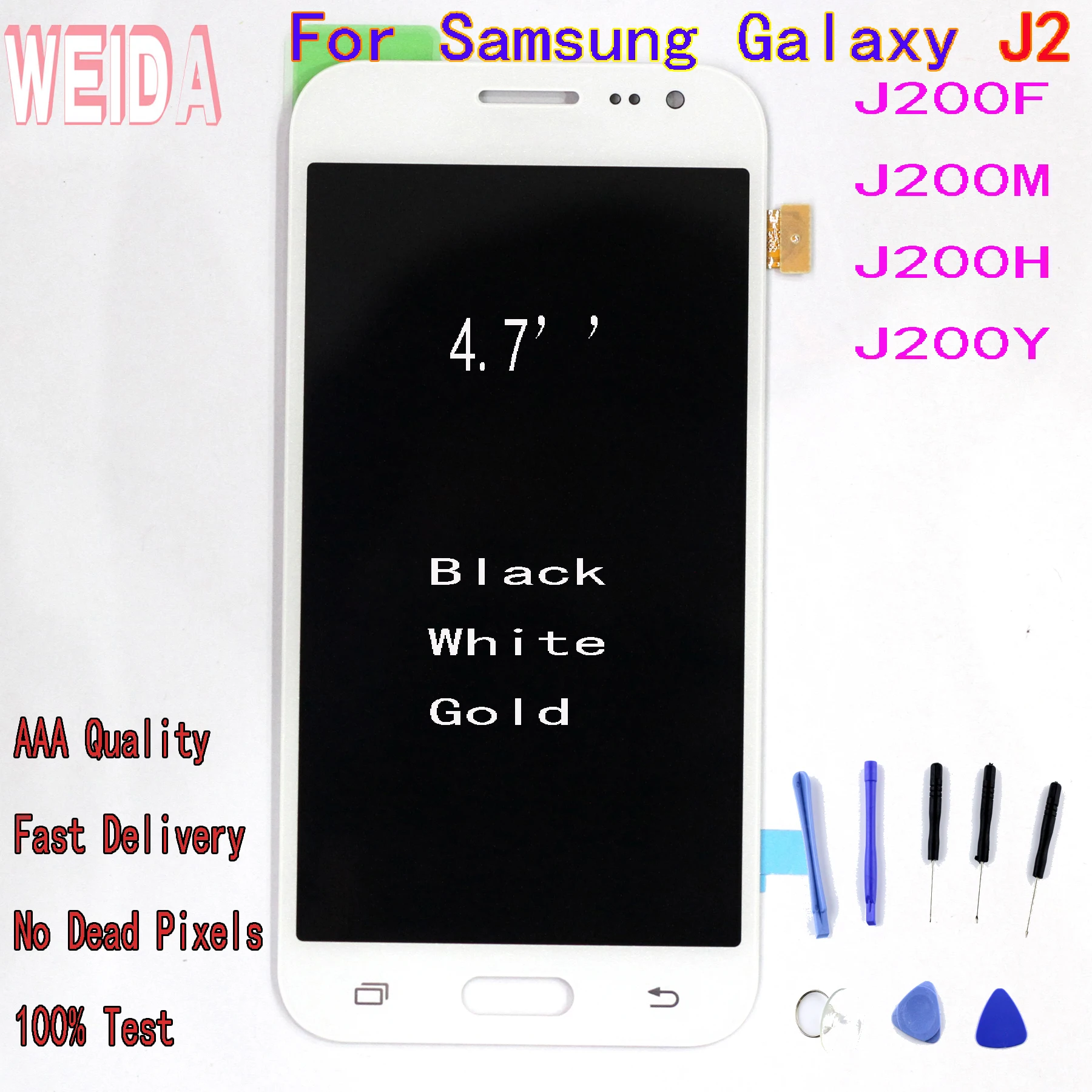

WEIDA For Samsung Galaxy J2 LCD Touch Screen Digitizer Assembly free tool without frame For Samsung GALAXY J200F J200M J200H J20