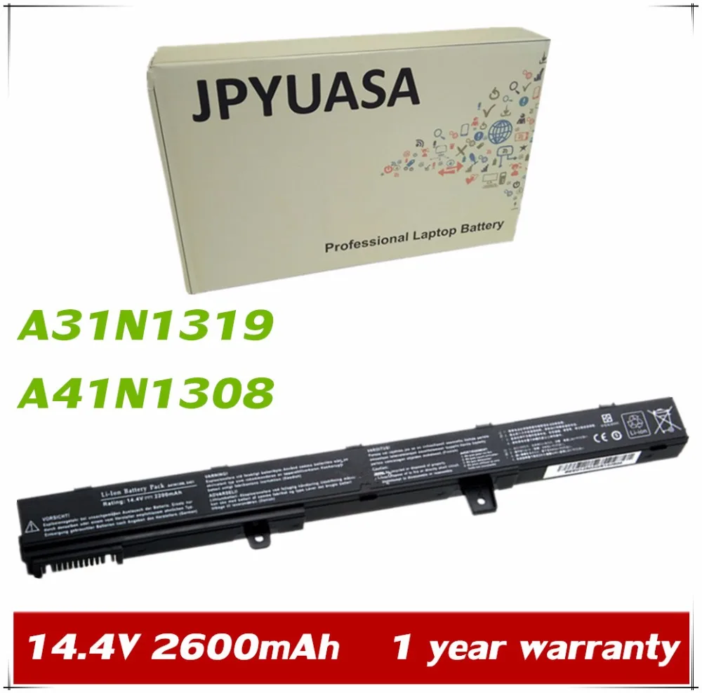 

JPYUASA 14.4V 2600mAh A31N1319 A41N1308 Battery For Asus X551 X551M X551C X551CA X551MA A41 D550 0B110-00250100 YU12008-13007D