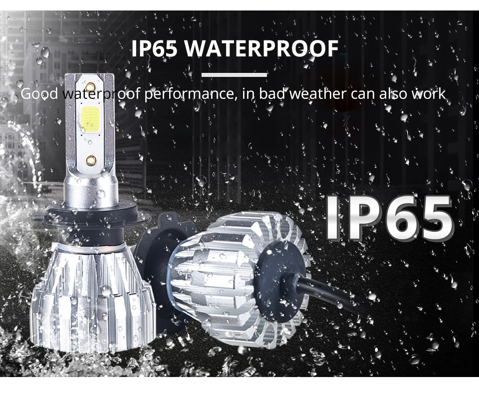 VooVoo 2Pcs Fanless H7 H1 Led H3 H4 H11 9005 9006 9012 HIR2 6500K 4300K Mini Car Headlight Bulbs 50W 5000LM Auto Headlamp Lights_01 (11)