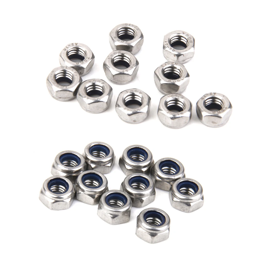 20x M5&M6 Stainless Steel A2 Nylon Collar Insert Self-lock Nuts Bolts Screws