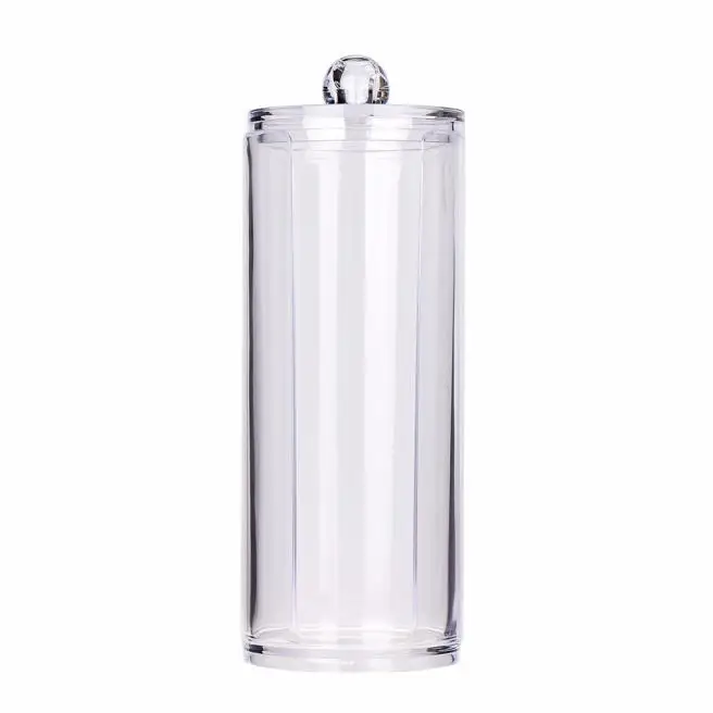 

Portable Round Container Storage Case Plastic Desktop Hot Make up Organizer Container Cotton Pad Box Cosmetic 7.5 x 20h cm