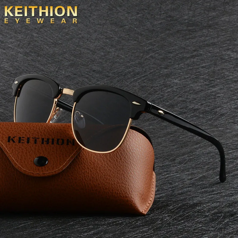 KEITHION Popular Brand Design Retro Sunglasses women Mens Polarized Summer Style Sun Glasses Rivet Frame Colorful Coating Shades