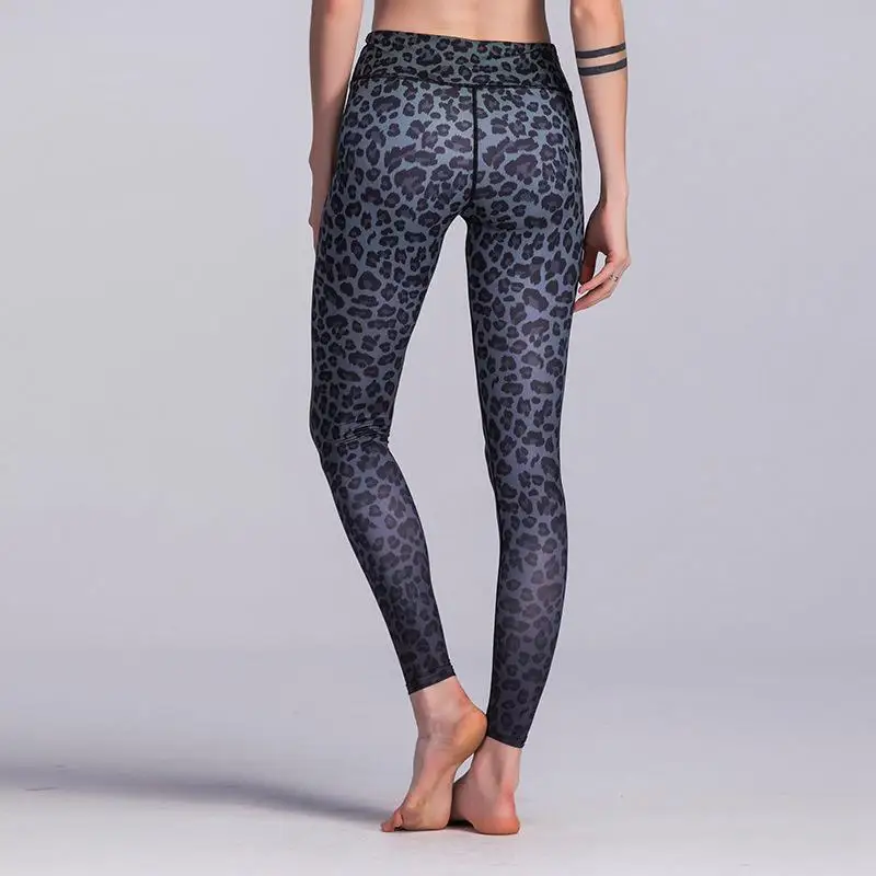 Черные леопардовые штаны для йоги женские спортивные штаны с высокой талией эластичные Леггинсы спортивные женские фитнес обтягивающие брюки для бега женские