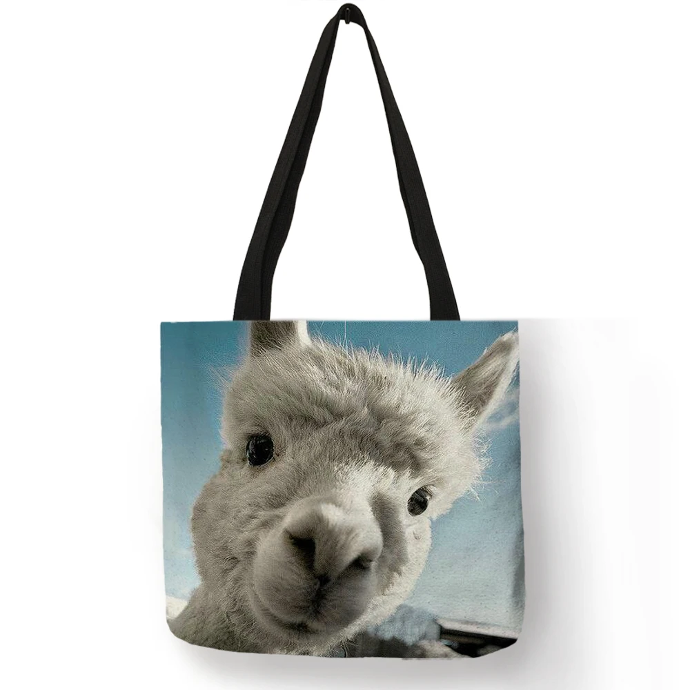 Us 4 8 52 Off Customized Alpaca Print Reusable Ping Bag Casual Fabric Tote Bags For Women Fashion Handbags Dropship Traveling Beach In