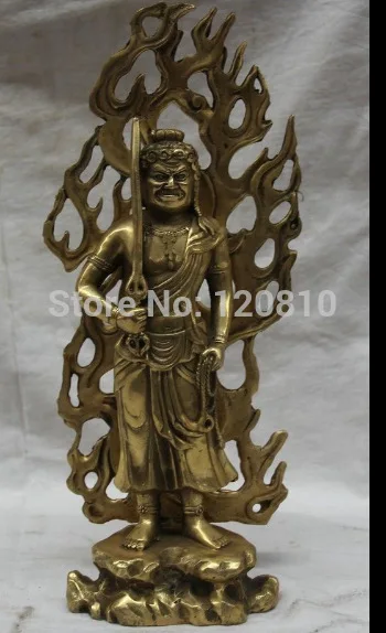 

11 Japan Japanese Brass stand Fudo Myo-o / Acalanatha buddha statue sculpture