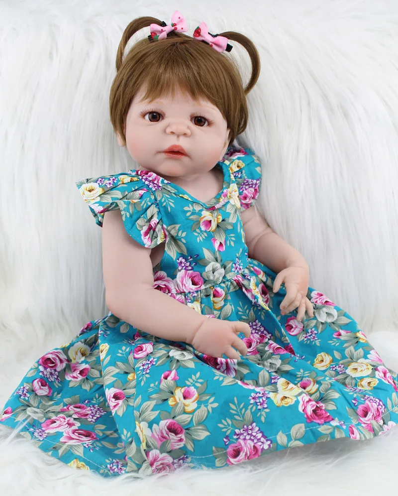 55 см полностью силиконовая кукла Reborn Girl Baby Doll игрушки Реалистичные 22 дюйма новорожденная принцесса малыш кукла подарок на день рождения