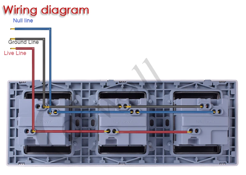 Coswall 16A ЕС Стандартный тройной выход роскошный настенный 3-х полосная Мощность разъем Enchufe матовый серебристый Панель электрической розетки переменного тока 110~ 250V