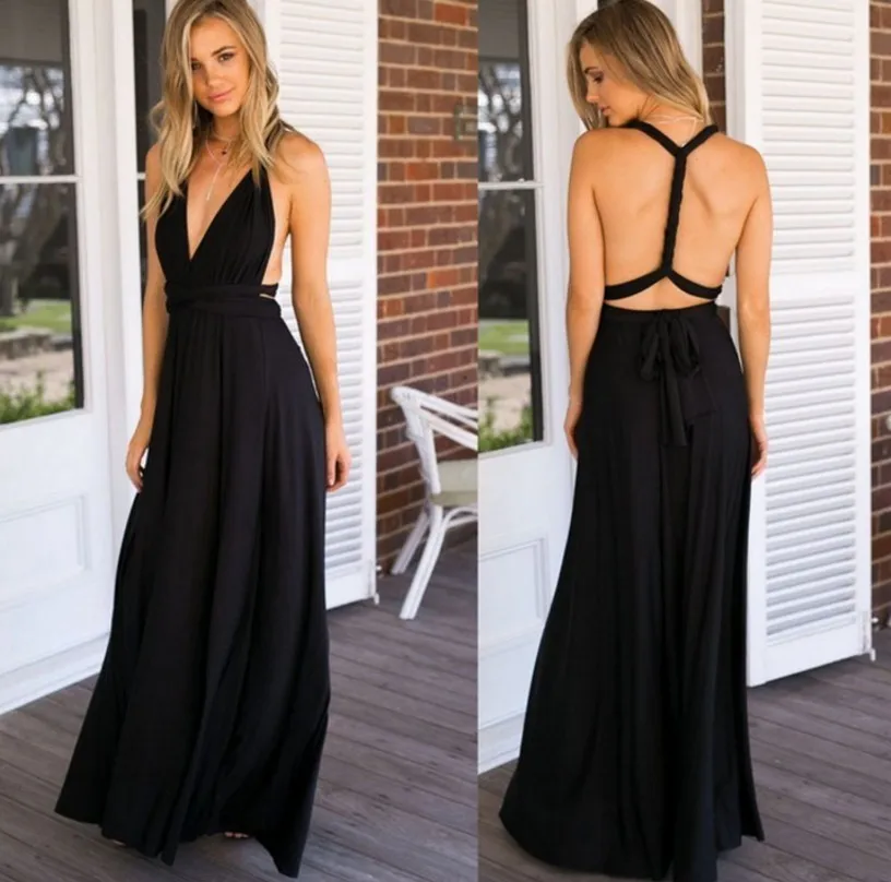 

Backlakegirls Floor Length Sexy V-neck Prom Dress Sleeveless Chiffon Party Evening Gowns Black Purple Green Vestido Largo