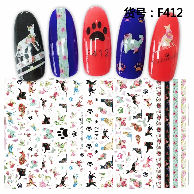 

SUPER THIN SELF ADHENSIVE 3D NAIL ART NAIL SLIDER STICKER VINTAGE GIRLS FRUIT LEMON CAKE DEER CORAL CONCH CAT F409-418