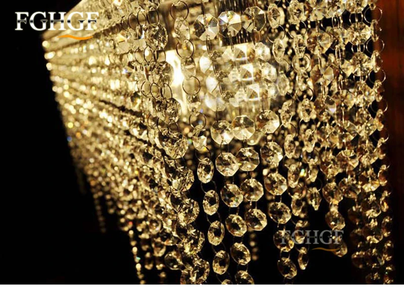 Modern Crystal Chandelier Light Fixture Rectangle Crystal Light for Restaurant Hanging Suspension Lustres Drop Lamp Home (3)