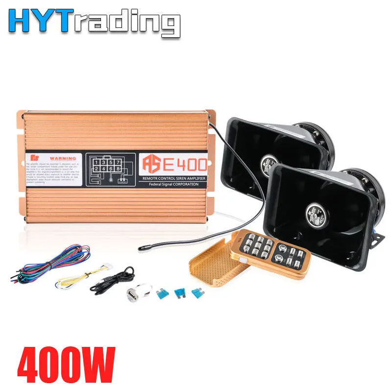

1 Set Car Horns 400W 8 Sound Loud Car Warning Police Alarm Siren Horn PA Speaker MIC System 12V Emergency Device