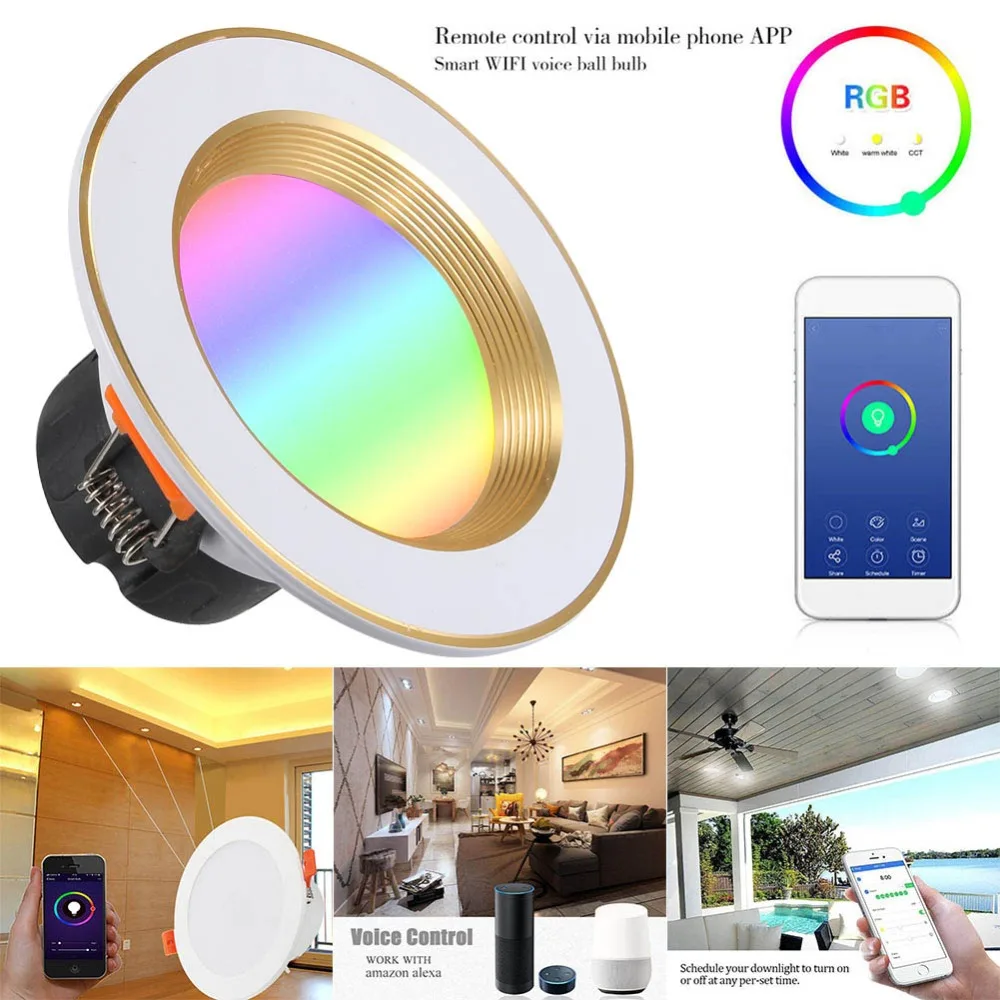 

Led WiFi Smart Light Downlight RGBWhite Wake-Up Lights Compatible with Alexa and Google Assistant WiFi Smart Light Bulb Lamps