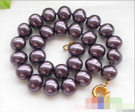 

982 grape purple egg SEA SHELL PEARL NECKLACE