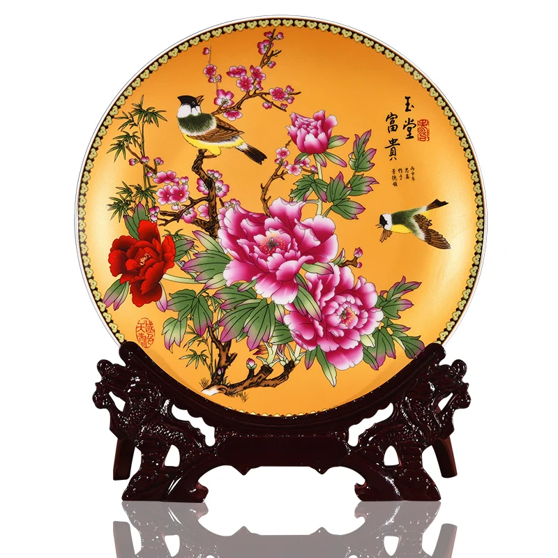 Керамическая золотая тарелка для богатства Jingdezhen металлическая пластина