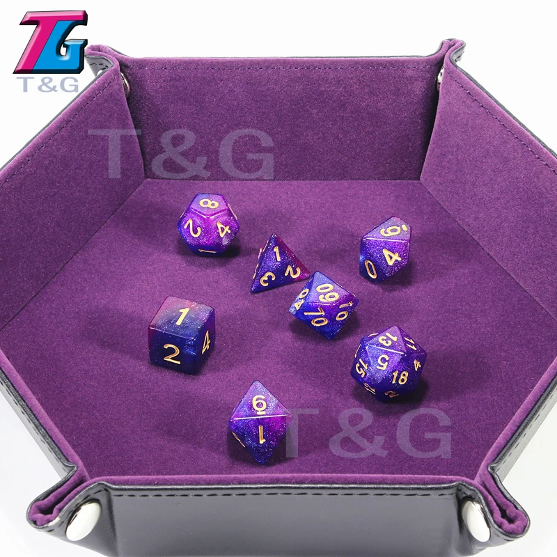 

PU Leather Tray Double-sided Use multi Color Soft Velvet Simple Construction Foldable Accessory Favorites Dices Boardgame