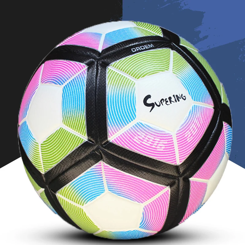 Official Size 5 Burning Mix Grenn Purple Soccer Ball Brand New PU