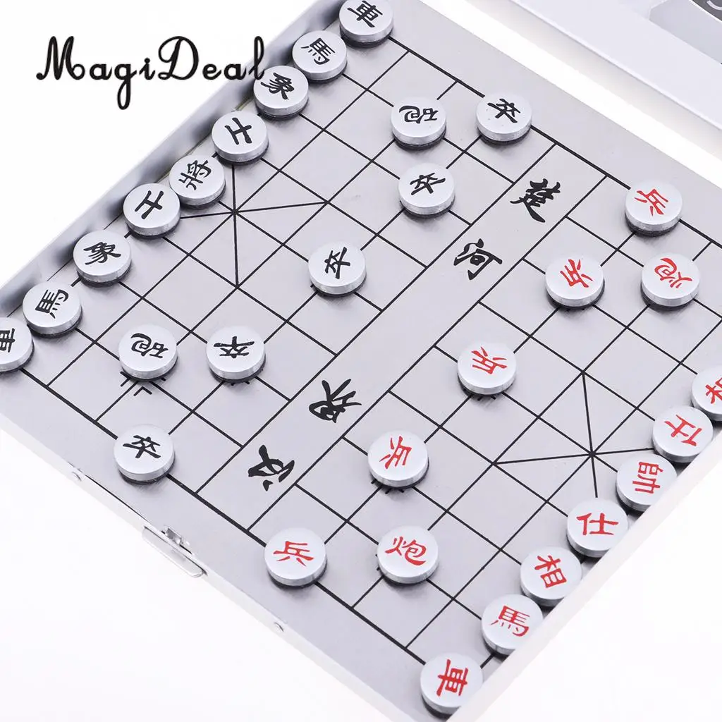 MagiDeal 2 in 1 Portable Mini Magnetic Chinese Chess Checkers Pieces Set XiangQi Chess with Darts Board Family Game Kids Toy