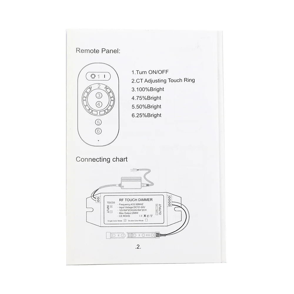 RF Led сенсорный диммер DC12-24V Макс 288 Вт 6A 2 канала RF сенсорный диммер контроллер с пультом дистанционного управления для одноцветный светодиодный светильник