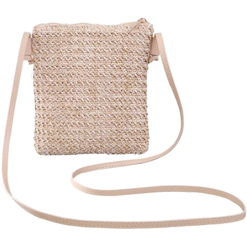 

LJL-Summer New Japanese And Korean Wind Ins Europe And America Wild Mobile Phone Small Square Bag Solid Color Straw Woven Bag
