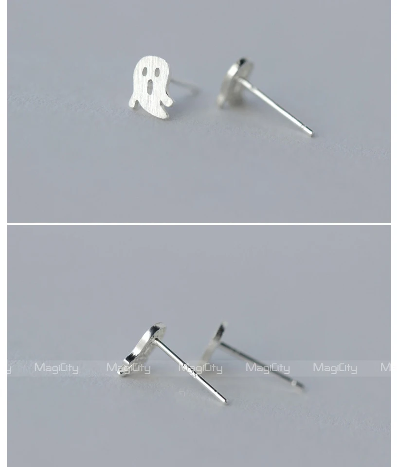 100% 925 Solid Real Sterling Silver Women Jewelry Fashion Hollow Ghost Stud Earring For Daughter Girl pendientes minimalista  (3)