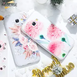 KISSCASE Мягкие TPU чехлы для телефонов samsung A3 A5 A7 2016 цветочный Emboss чехол для samsung J3 J5 J7 2017 Симпатичные Матовая Телефон задняя