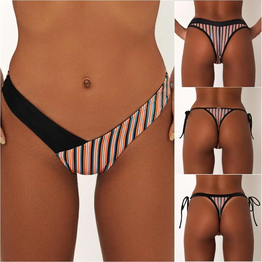 

2018 Summer Sexy Cheeky Bikini Bottom Pleated Swimming Briefs Women Underwear Black Beach Sexy Briefs Brazilian Bikini Thong