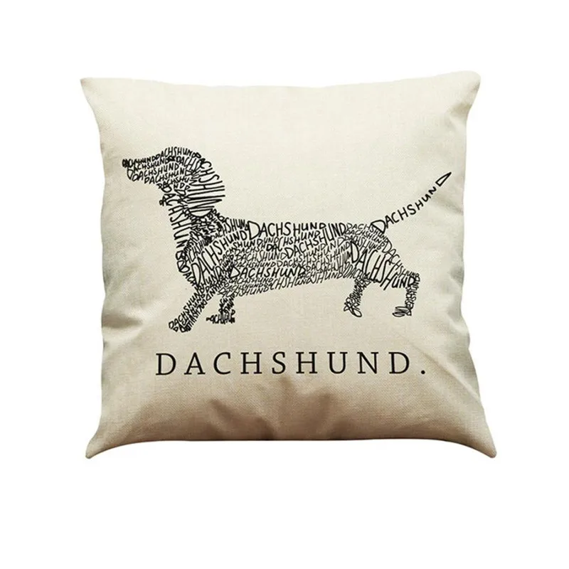 Vintage Dog Cotton Pillow Case Sofa Waist Throw Cushion Cover Home Car Decor13