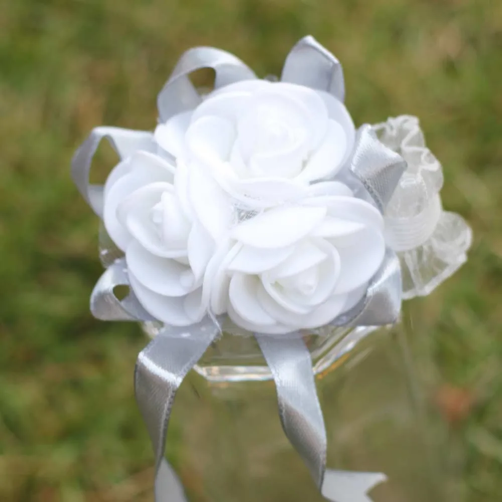 8 шт./лот, вечерние цветы из полиэтилена с розами на запястье, свадебный браслет на запястье с цветами на выпускной, красивый Шелковый корсаж для подружки невесты ssw003