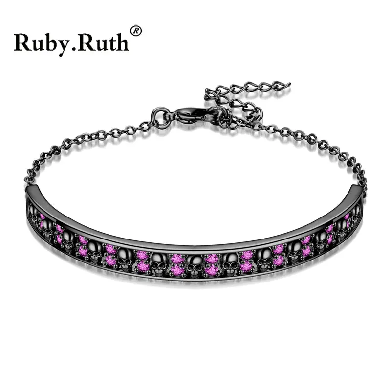 

Punk Skull Black Crystal Zircon Bracelet For Women Skeleton Charm Bracelet & Bangles Fashion Jewelry Gift Dropshipping