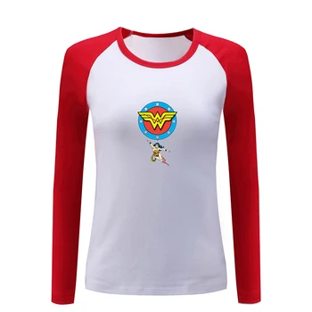 

Easy And Cute Eyelash Wonder Woman The Flash Design Womens Ladies Printing T Shirt Graphic Tee Long Sleeve Cotton Tshirts