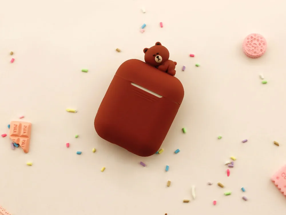 airpods cover shockproof for Apple Bluetooth Earphone Charging Brown bear Bunny Cony Ultra Thin soft Case cute Protective Skin