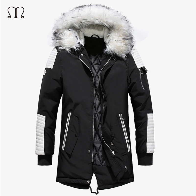 

Parka Men Coats 2018 Winter Jacket Men Slim Thicken Fur Long Hooded Outwear Warm Coat Top Brand Clothing Casual Men's Coat Tops