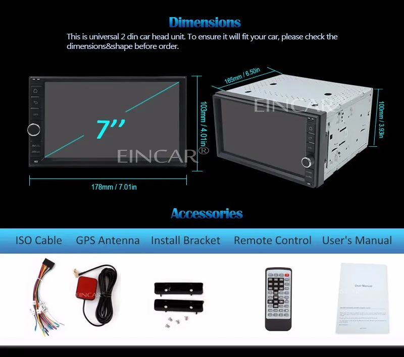 Excellent 7" Double 2 Din Android 5.1 Lollipop Universal Car Radio Quad Core HD Car GPS Navigation Head Unit Car PC steering wheel camera 19