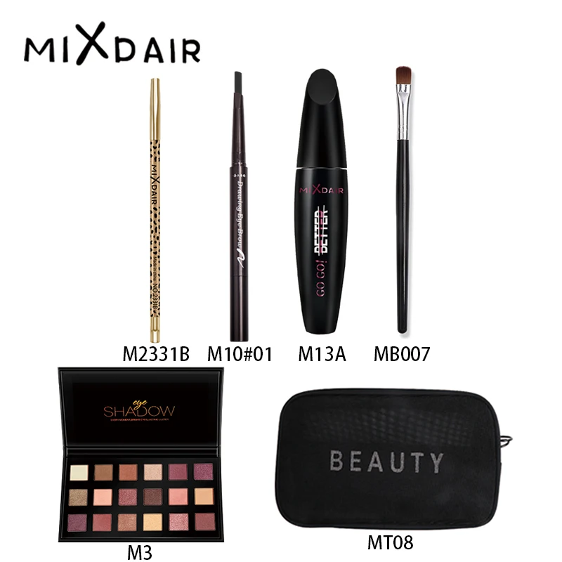 

Mixdair Makeup Set Professional Set Cosmetic Tool Waterproof Eyeshadow Eyebrow Pencil Mascara Brush Cosmetic Bag