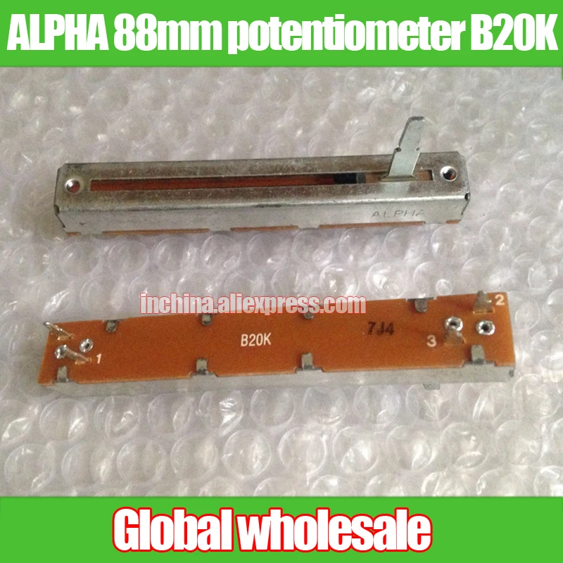 2pcs ALPHA 88mm straight slide potentiometer B20K / single link fader