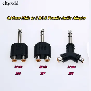 

cltgxdd 5PCS 1/4" 6.35mm Stereo Male to 2 Dual/Mono Phono RCA Female Jack Audio Adapter Converter Connector