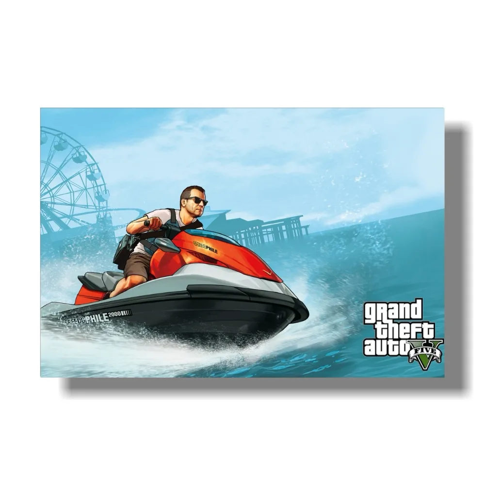 Grand Theft Auto V Art шелковая ткань для печати постер Game Hot GTA 5 изображений украшения