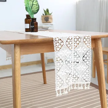 

Luxury Pure Chemical Embroidered Lace Trim Banquet Decoration Hollow-Out Design Table Runner