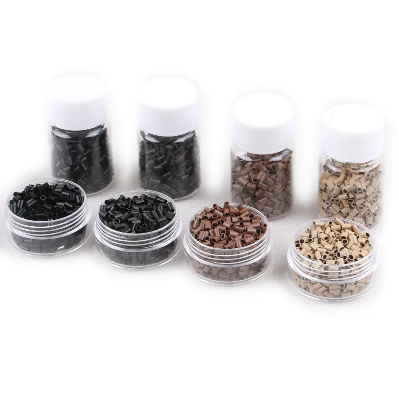 1000pcs/bottle 3mm*2mm*2.8mm Oval Copper Micro Rings No Flared Flat-end Hair Extension Micro Beads for ultra tip hair extension images - 6