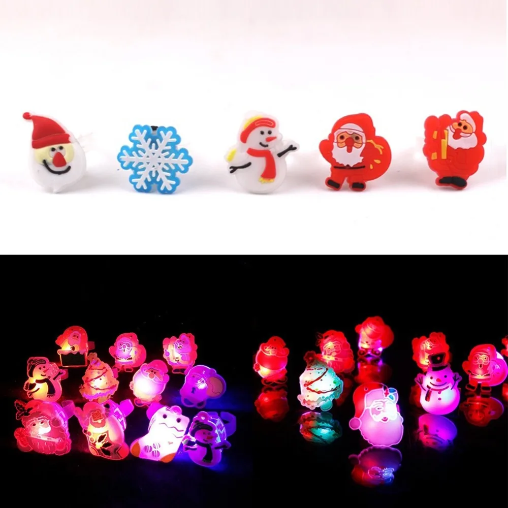 10pcs/Lot Color Random Soft Christmas LED Flashing Light Ring Silicone